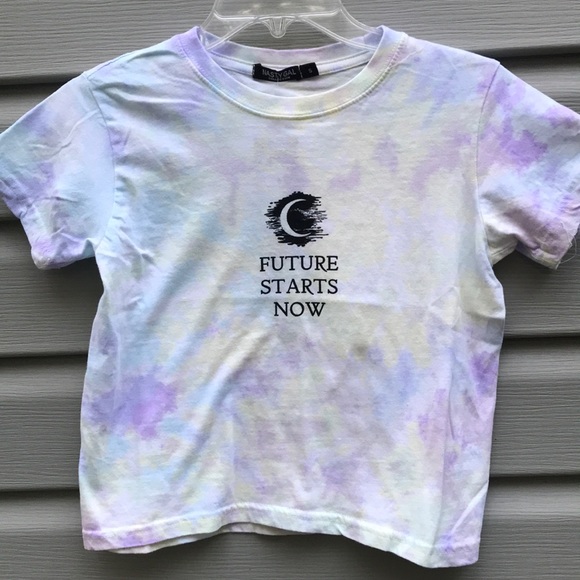 Nasty Gal Tops - Pastel Tie Dye Cropped Graphic Tee